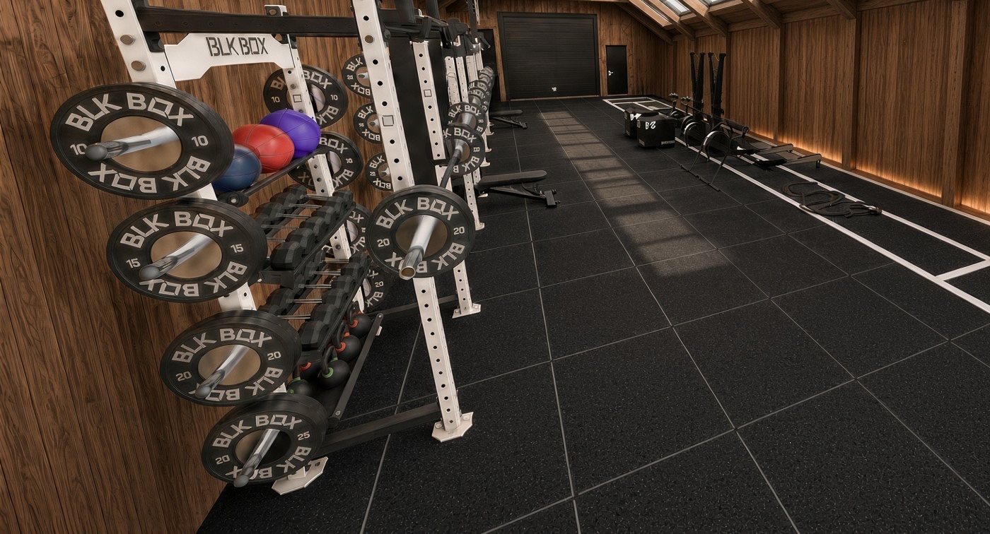 Render of the BLKBOX rigs along the timber wall